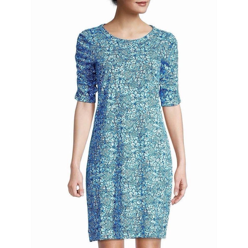 Lilly Pulitzer Belden T-Shirt Dress Cumulus Blue Blooming Together Size Large
